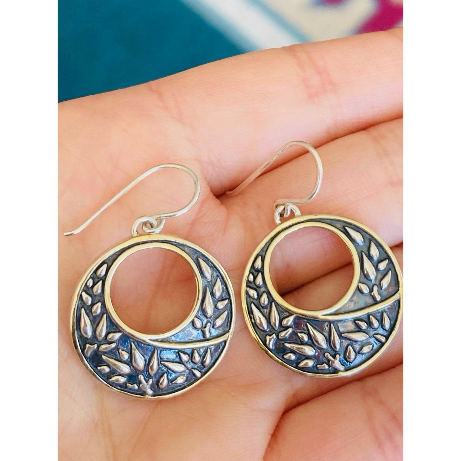 Su 14k 925 Sterling Silver Botanical Dangle Earrings